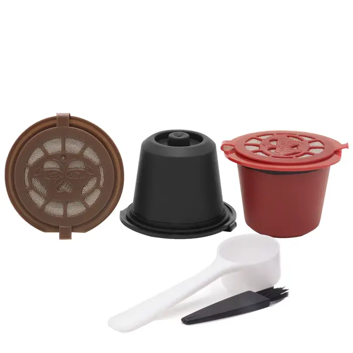 Capsules de café Nespresso rechargeables et réutilisables, avec cuillère et brosse, 3/6 pièces