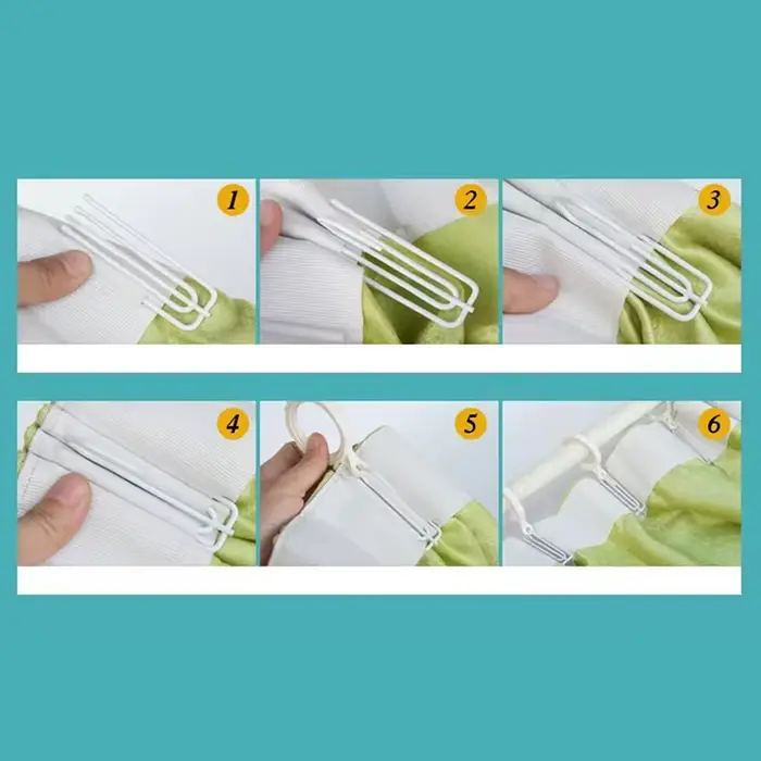Asazal haute qualité 20 pièces blanc 4 broches fourchette crochets rideaux anneaux accessoires pince
