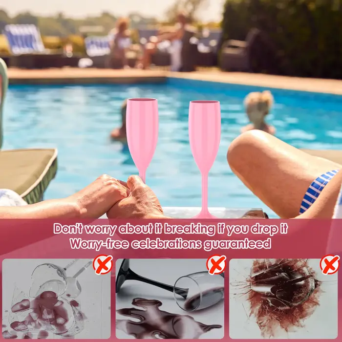 12 pièces flûtes à Champagne verre rose élégant