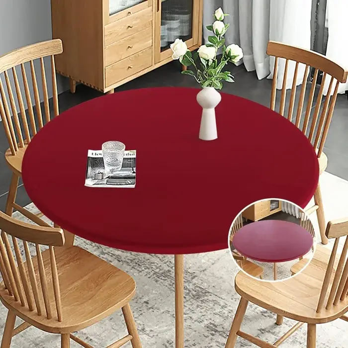 Juste de table ronde pour mariage, étui étanche, nappe élastique couvertes, huile verte, décoration 