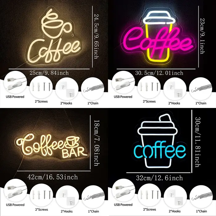 Enseigne néon pour bar à café