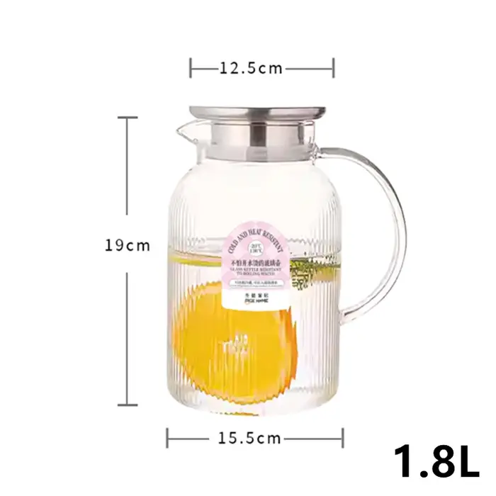 LiLac 1.8L pichet en verre avec couvercle rayures verticales