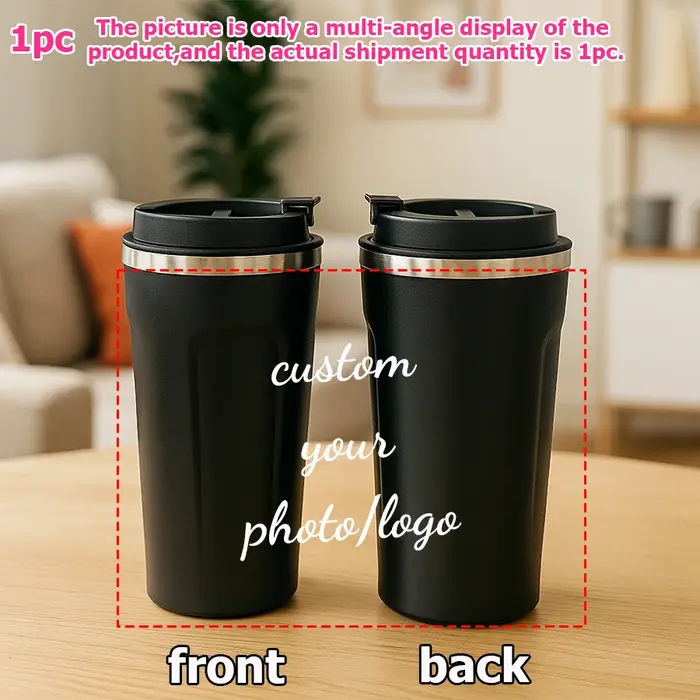 1 tasse à café isotherme en acier inoxydable personnalisée avec photo