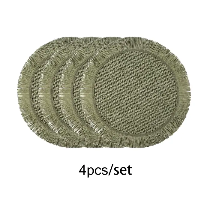 Set de 4 sets de table en papier tissé rond, set de table bohème