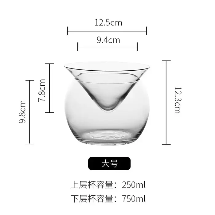 Verres à Cocktail Martini sans tige, avec refroidisseur, plat de service avec support à glace, ensemble de serveur de Caviar en verre, refroidisseur de Cocktail pour liqueur