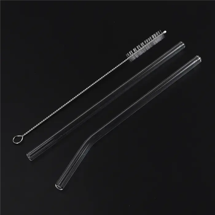 12PCS Pailles en verre transparent réutilisables