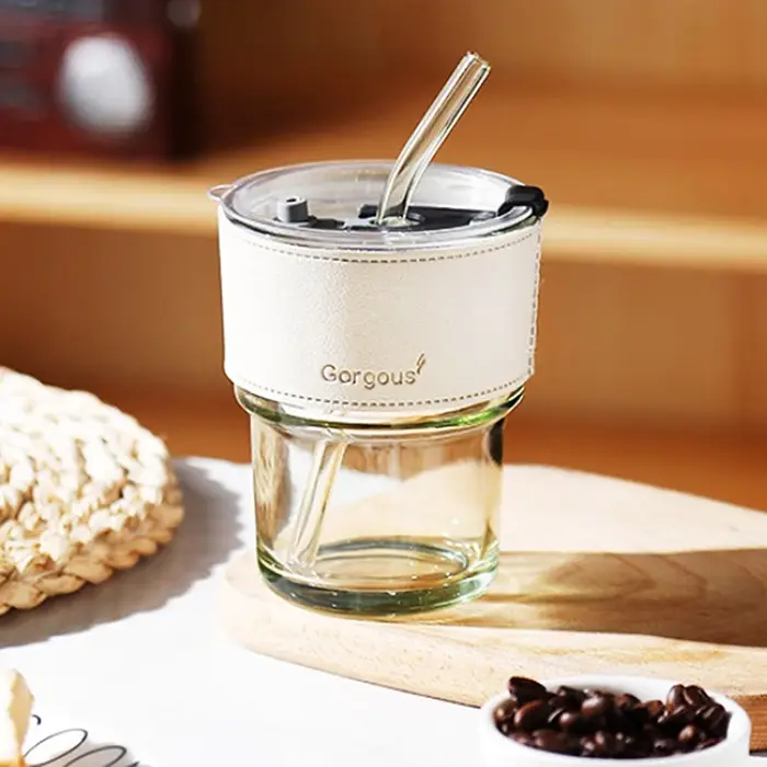 Verre créatif café avec couvercle tasse à boire lait thé boisson