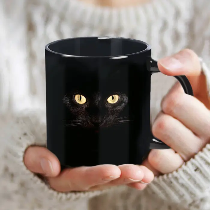 1 pièce, tasse à café chat noir 11 oz - Design ludique - Cadeau d'échauffement pour les amoureux des chats