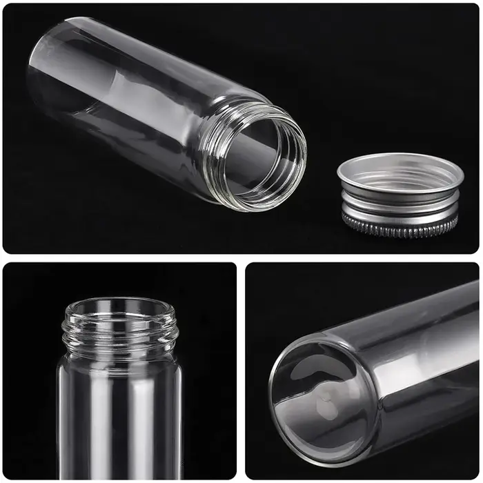 Bouteilles en verre avec couvercles en aluminium
