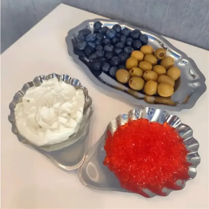 Plat à dessert en forme de coquille en acier inoxydable 304