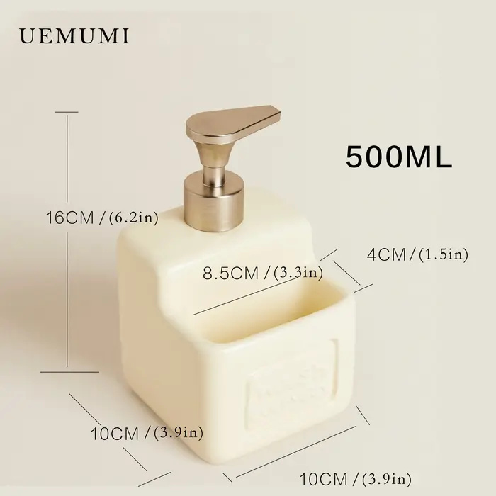 Distributeur de liquide réutilisable en céramique Beige de luxe, bouteille distributrice de Gel douc