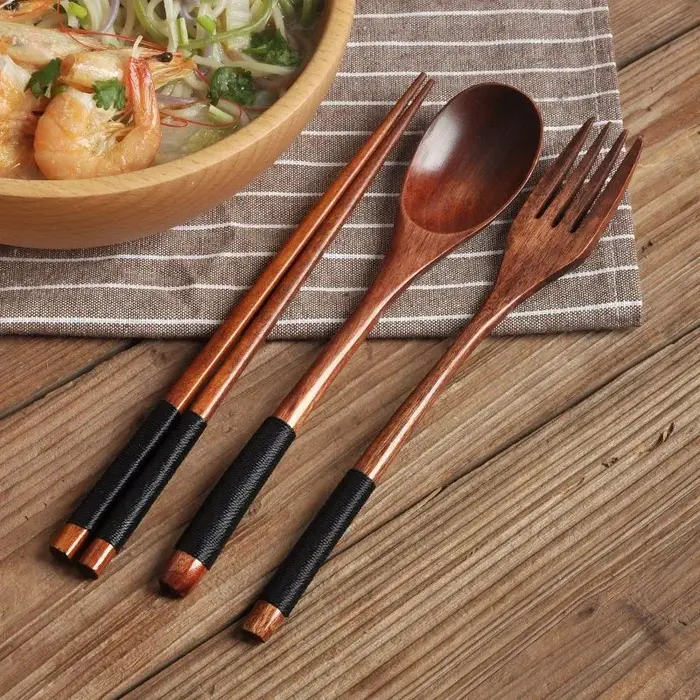 Cuillère fourchette baguettes couverts portables ensemble