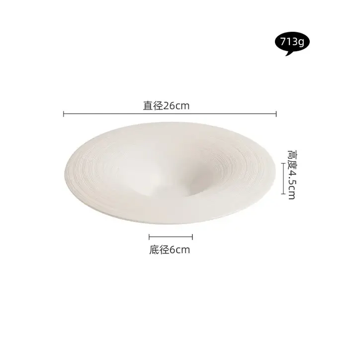 Assiette de service en céramique blanche, assiette à soupe ronde et épaisse, plat à pâtes, assiette