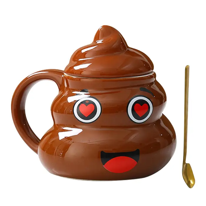 Tasse en céramique de merde, tasses à café créatives de 480 ml avec cuillère pour les bureaux à domi
