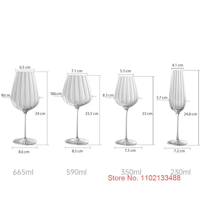 Verres à vin rouge en cristal série prisme optique lumineux