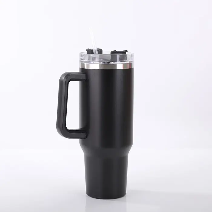 Tasse thermos personnalisée de 40oz, avec poignée, gobelet isolé avec couvercles, paille, café en ac