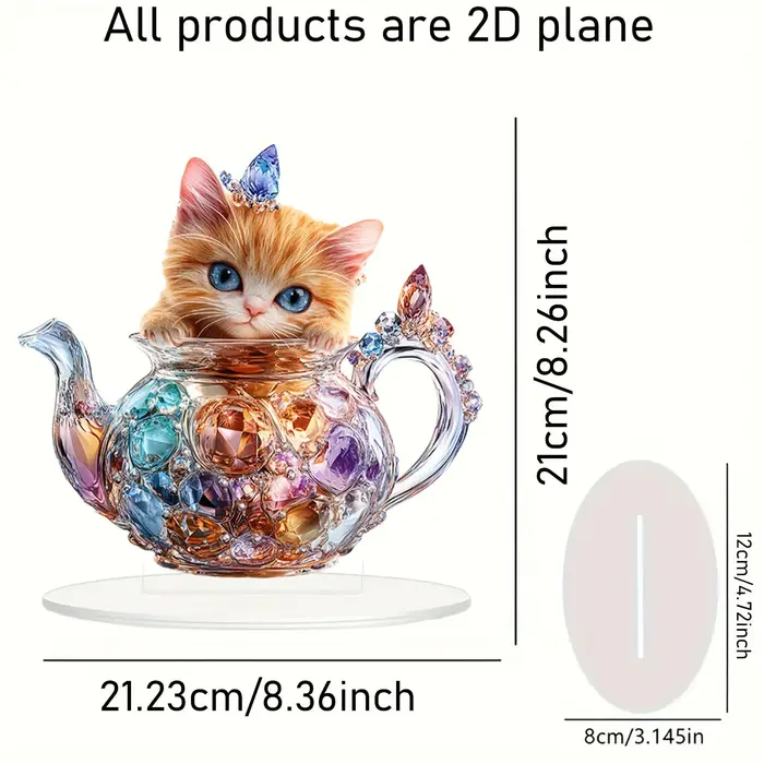 Pot en verre de cristal sur pied, chat mignon, Plaque acrylique, décor de fête, étanche, résistant à