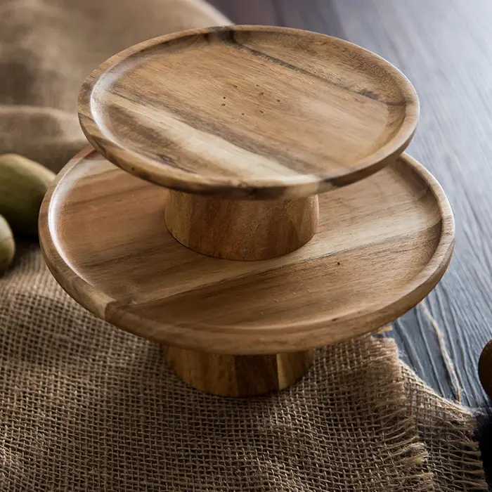 KEMORELA assiette à gâteau en bois à support haut plateaux de service alimentaire créatifs plateau de collation de