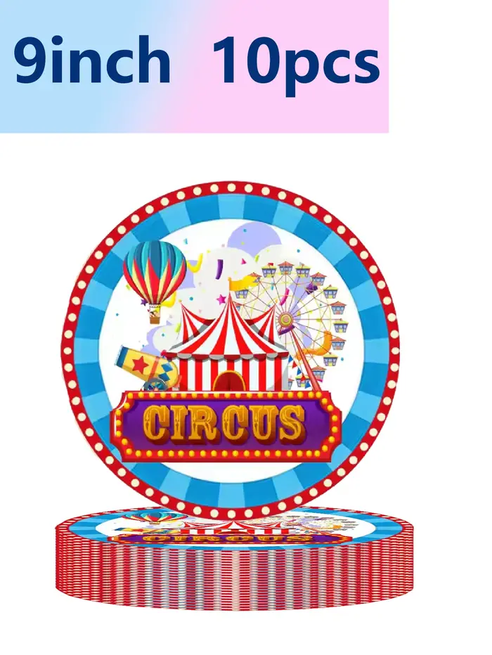 Vaisselle jetable sur le thème du cirque pour fête