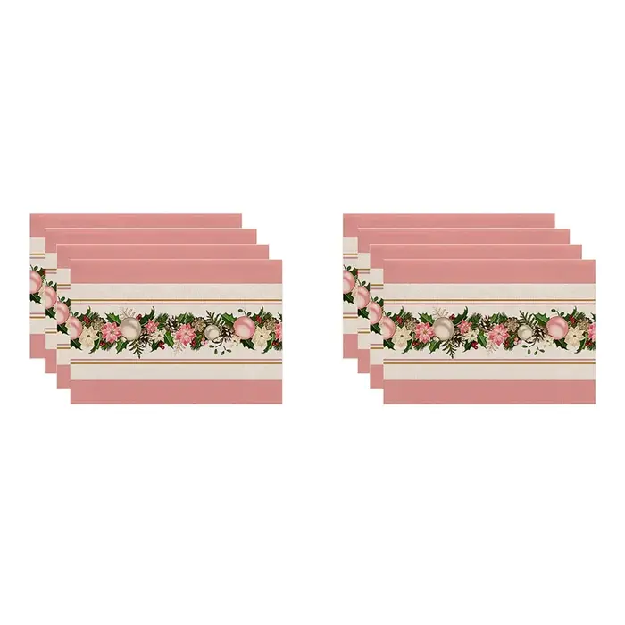 AA81-8PCS arbres de noël rose neige napperons de noël tapis de Table d'hiver pour cuisine salle à ma