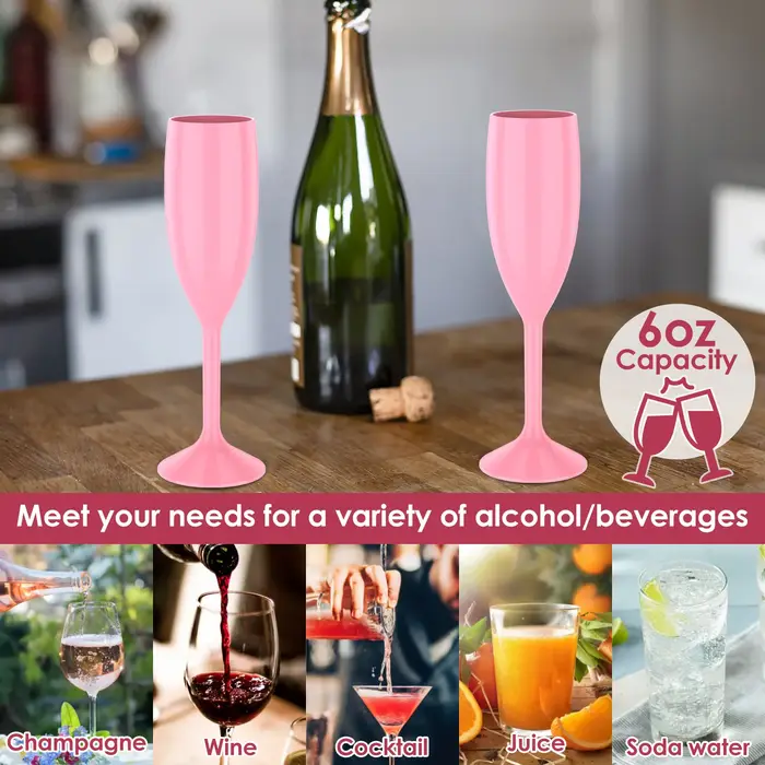 12 pièces flûtes à Champagne verre rose élégant