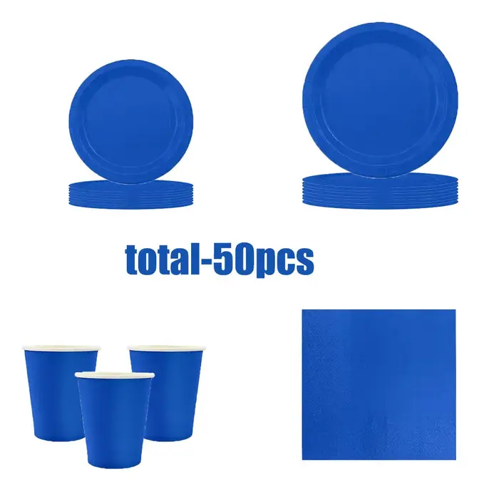 Vaisselle en papier bleu foncé simple