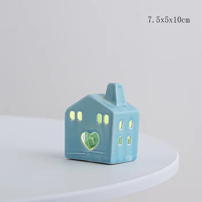 Décoration de noël porcelaine Miniature maison de Village lumière LED céramique château modèle