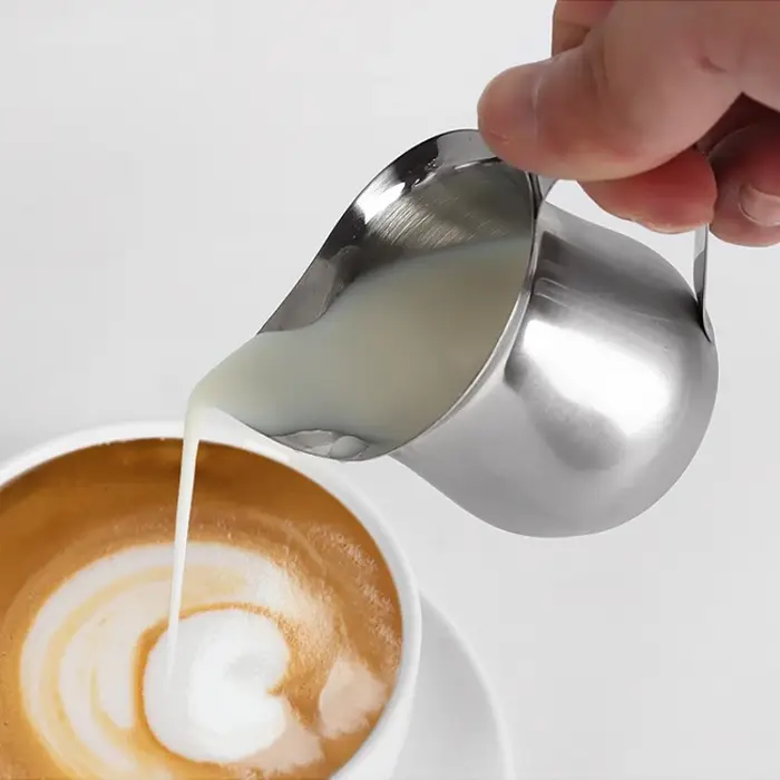 Pichet à café et à lait en acier inoxydable de 2/3/5/7 oz avec bec verseur