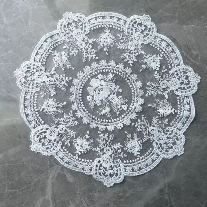 Tapis de Table en dentelle brodé de fleurs, élégant, pour tasse à café, 33cm, beau motif, Vase, lamp