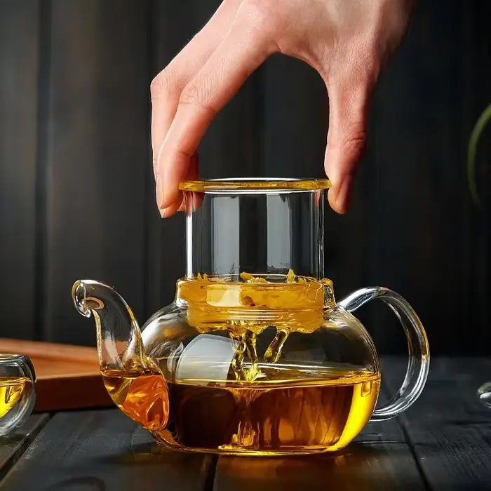 Théière en verre épais filtrée et résistante à la chaleur