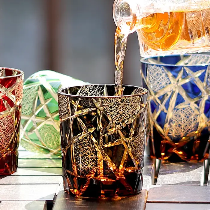 Edo Kiriko-Verre à boire en cristal à l'ancienne