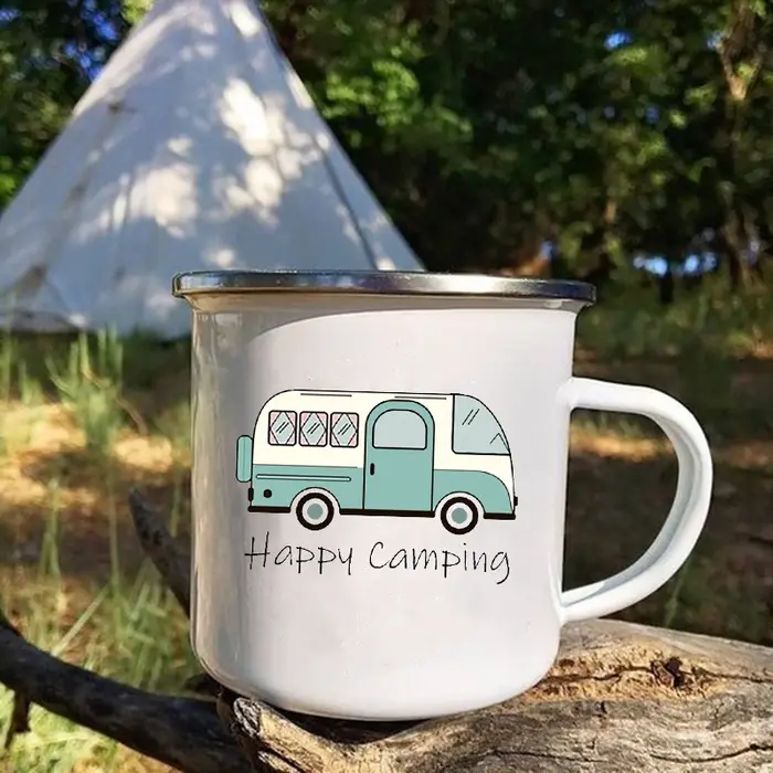 Tasse à café créative pour camping-car, tasse à thé de voyage, lait, vin, Camping, tasses en émail,