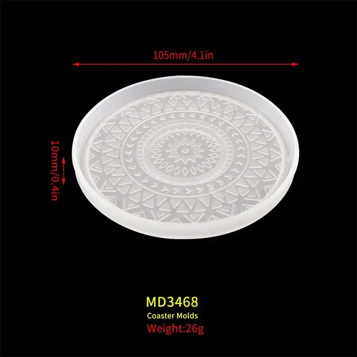 Moule rond en Silicone pour dessous de verre à fleurs, résine époxy, cristal, plâtre, béton, bricola