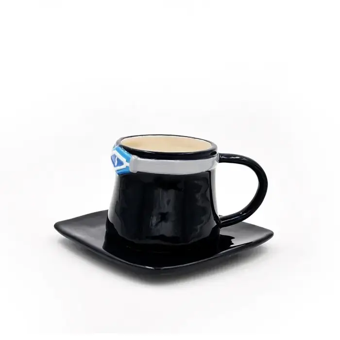 Ensemble de tasses et soucoupes en céramique de dessin animé créatif, tasse à café à l'envers, tasse