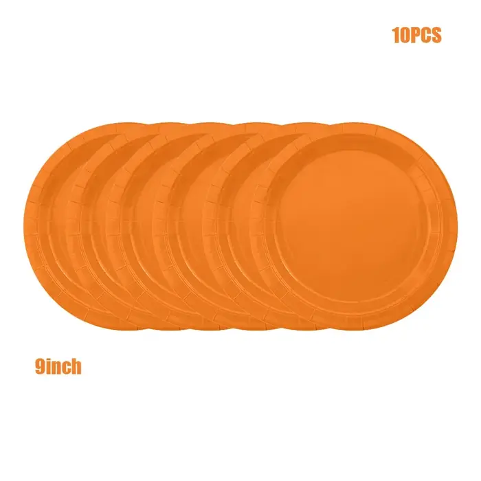 Vaisselle Jetable Orange Uni Assiettes En Papier Tasses Serviettes Nappe Décoration De Fête D'anniversaire Halloween Automne Thanksgiving Mariage Baby Shower Fournitures De Table Élégantes
