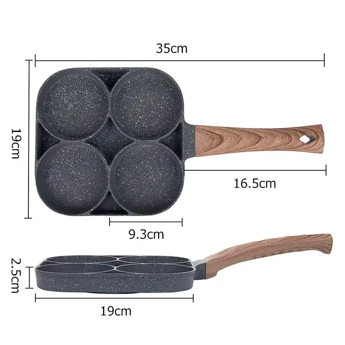 LMETJMA poêle à œufs à crêpes 4 tasses poêle à œufs pochés pour petit déjeuner revêtement divisé ave