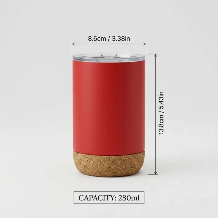 Mug à café isotherme à double paroi en acier inoxydable 304 de 280 ml avec poignée