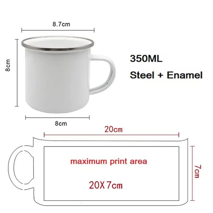 Impression de tasse en émail personnalisée avec photo et texte de LOGO