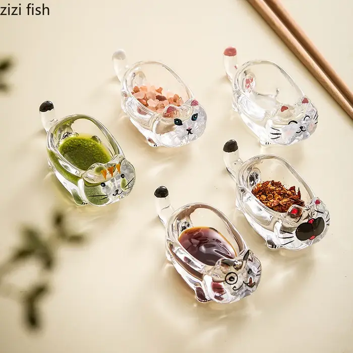 Plat d'assaisonnement en verre de cristal pour chat
