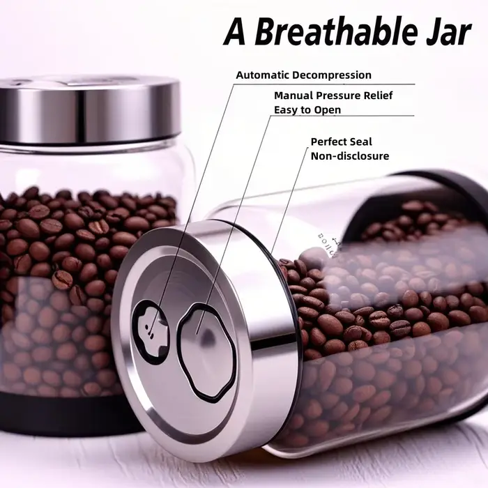 Réservoir hermétique scellé sous vide pour grains de café