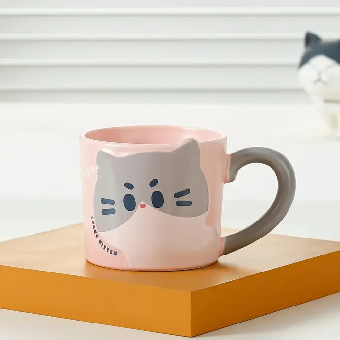 Tasse à café motif chat, design mignon, mug à café de style japonais, style créatif, en céramique, t