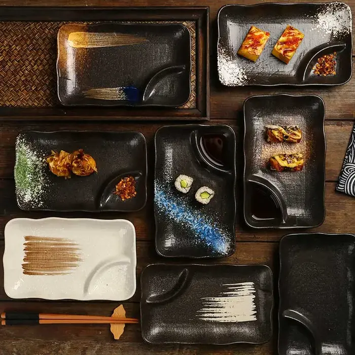 Assiette à boulettes en céramique de style japonais