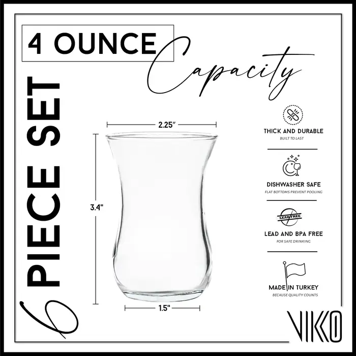 Ensemble de 6 verres à thé turcs authentiques