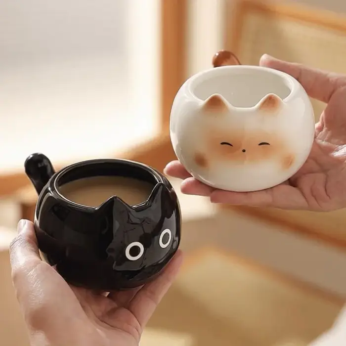 Tasse en céramique mignonne créative en forme de chat siamois