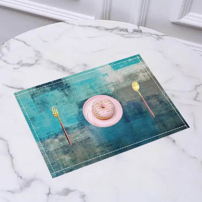 Napperons Teal & Blue en aquarelle