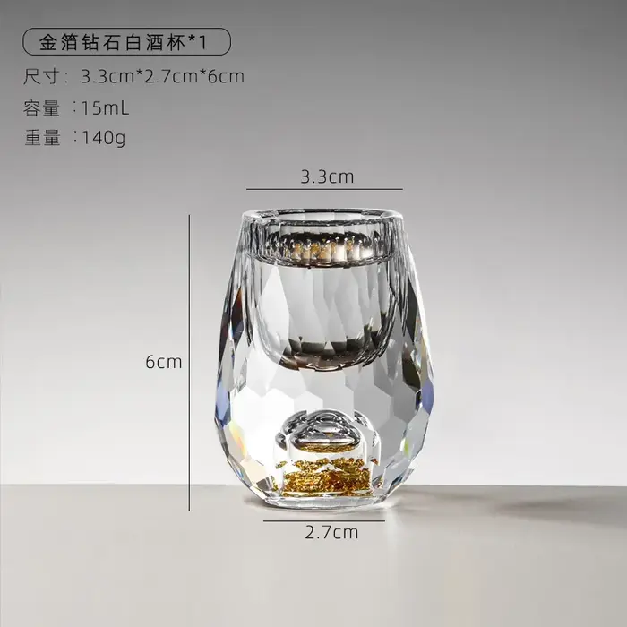 Verre de cristal de luxe Vodka verre saké Shochu barre de verre Liqueur Double fond feuille d'or ver