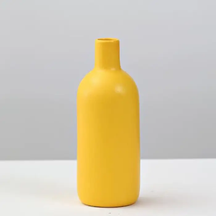 Vase à Fleurs en Porcelaine Jaune pour Décoration de Salon