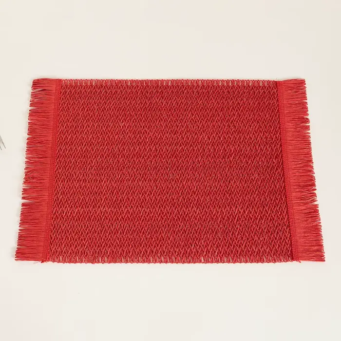 Set de table minimaliste moderne à bords effilochés, tapis de table antidérapant, texture naturelle,