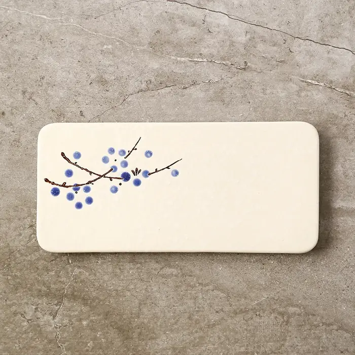 Assiette à Sushi en céramique japonaise, plat rectangulaire à manger pour la maison, plateau à fruits, conception de fleur de prunier