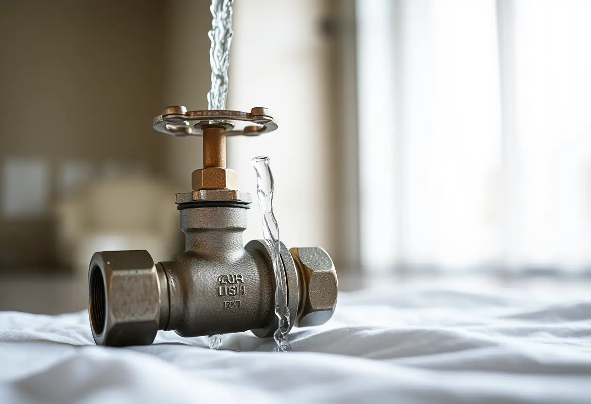 Électrovanne détaillée avec l'eau qui coule